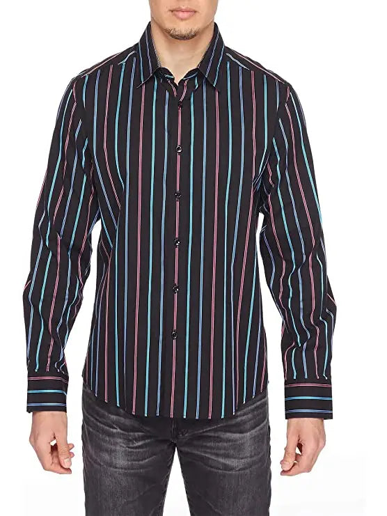 Men's Slim Fit Casual Button Down Dress Shirt BLACK