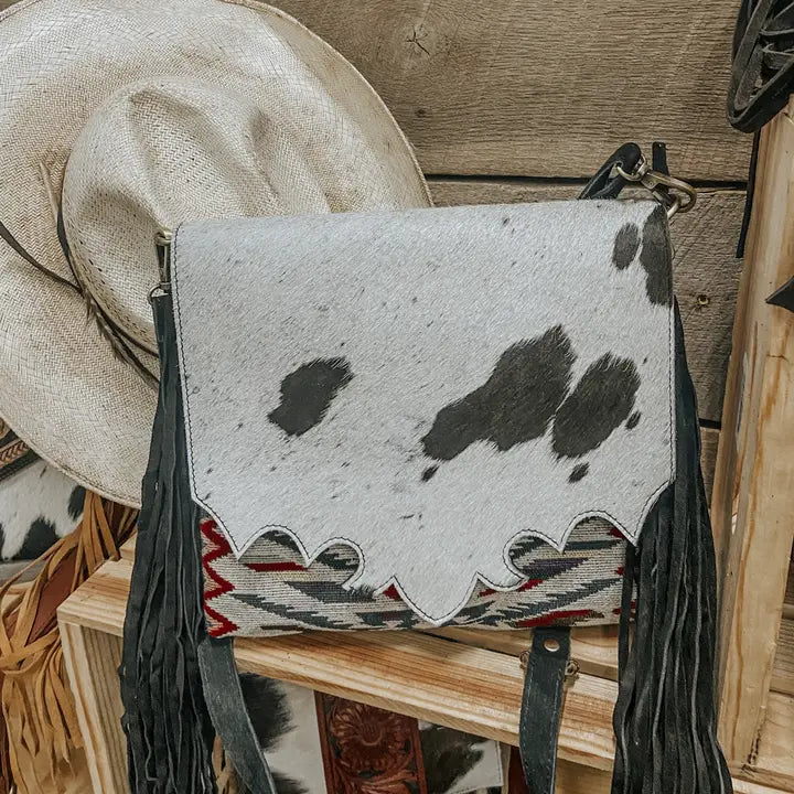 Aztec Fringe Cowhide Crossbody