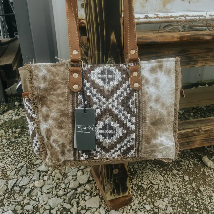 Brown Cowhide Small Tote Purse Myra