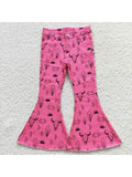 Baby Girls Western Elastic Waistband Denim Bell Pants Jeans PINK