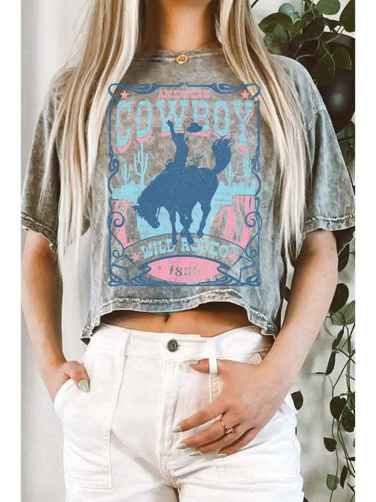 Cowboy Country Mineral Graphic Long Crop Top
