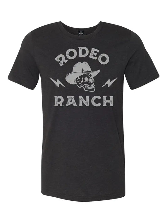 Rodeo Ranch Classic Logo 5 Panel Flat Brim Hat in black & white